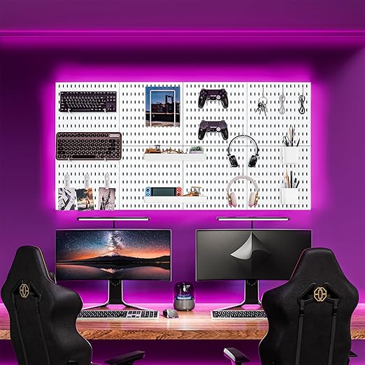 Pegboard Combination Kit for Wall Organizer, Wall Mounted Peg Board Kits for Kitchen, Bedroom, Office, &Bathroom, 4 Pieces Wh
