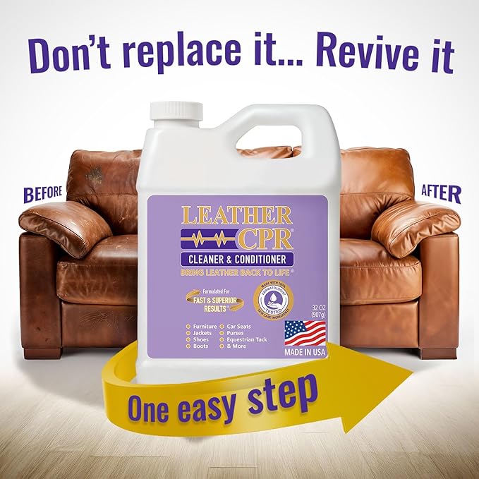 Leather CPR Leather Cleaner And Conditioner - Cleans, Conditions, Restores & Protects Leather Furniture, Handbags, Car Seats,