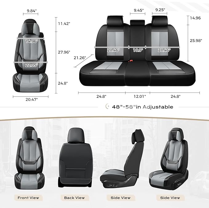 Coverado Seat Covers, Car Seat Covers Front Seats, Car Seat Cover, Car Seat Protector Waterproof, Seat Cushion Nappa Leather 