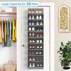 REGELETO 10 Tiers Large Size Over Door Shoe Organizer Storage, Hanging Shoe Rack for Door with Deep Pockets, Fit 20-30 Pairs 