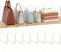 Purse Organizer for Closet Shelf Dividers: 8-Pack Adjustable Clear Acrylic Bag Storage Organizer for Handbags, Sweaters, Towe