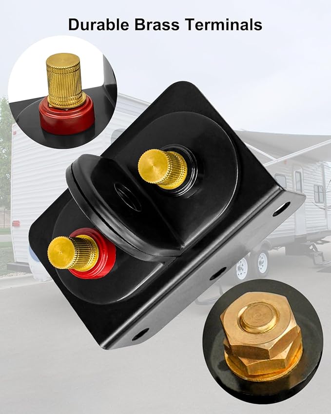Battery Jump Post Kit, Remote Battery Jumper Terminals with Cable & Mounting Bracket, Heavy Duty Charging Post Battery Terminals Relocation Kit for Car Boat RV Truck UTV ATV Trailer
