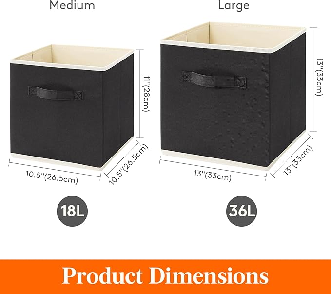 Lifewit Storage Cubes, Foldable Decorative Fabric Storage Baskets for Organizing Home Organizers with Handles for Shelves, Cl