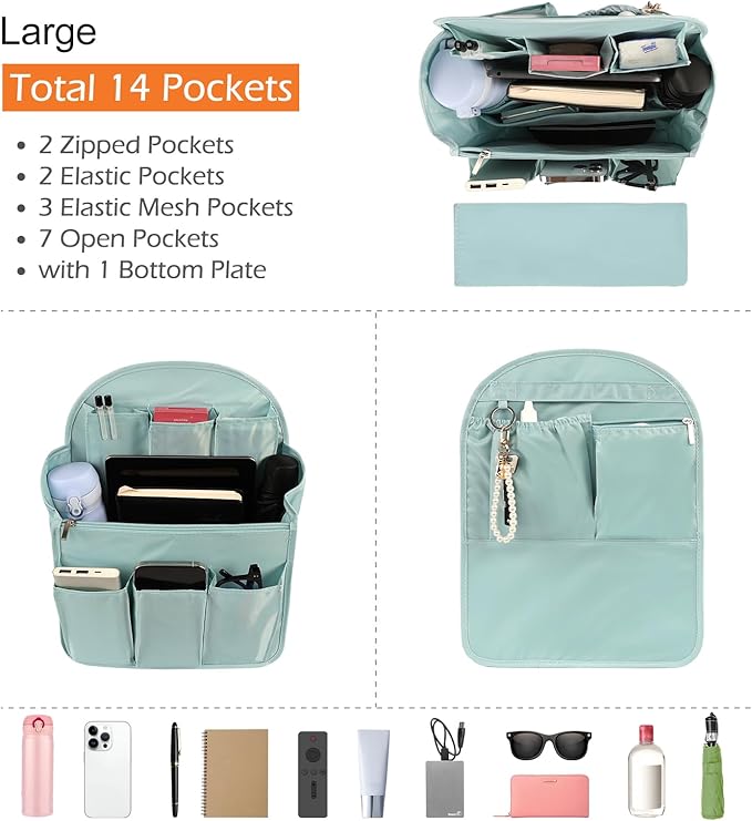 Surblue Backpack Organizer Insert Liner Hanging Travel Rucksack Purse and Handbag Insert Pocket, High-capacity Divider Foldab