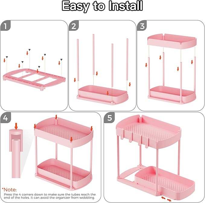 Ukeetap 2 Pack Multi-Purpose Pull-Out Storage Organizers, Under Sink Organizers and Storage for Bathroom & Kitchen, Under Cab