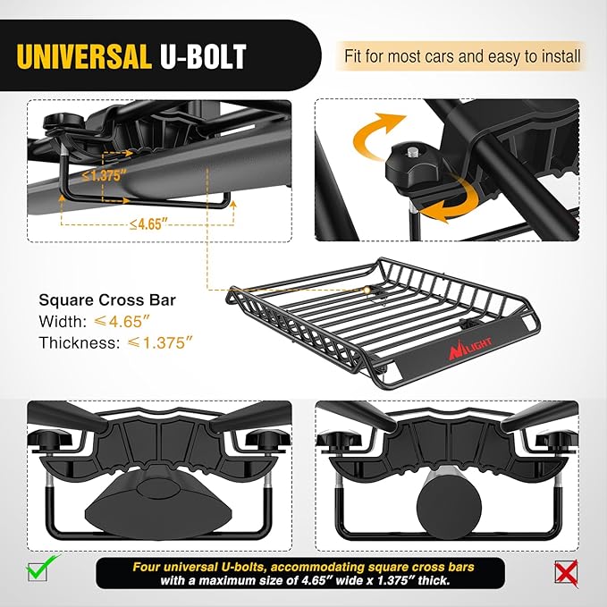 Nilight 51" X 36" X 5" Universal Roof Rack Cargo Basket Heavy-Duty 200LBS Capacity Rooftop Cargo Carrier Luggage Holder for SUV Truck Vehicle