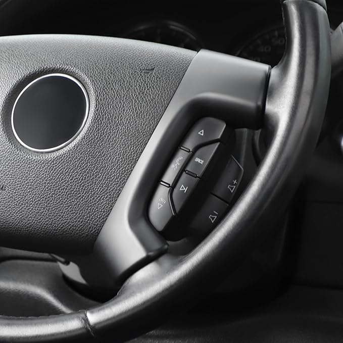 Linskip Steering Wheel Trim Covers Compatible with Avalanche/Suburban/Tahoe/Traverse/Silverado 1500 2500HD 3500HD & Yukon/Sierra & Cadillac Escalade 2007-2013 Matte Black Interior Accessories