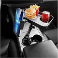 Car Food Tray with Phone Holder & Cup Holder, Height Adjustable 360°Rotating Steering Wheel Tray, Perfectly Compatible with Cars Featuring Round Cup Holders, Fits Tesla Model Y/3/S