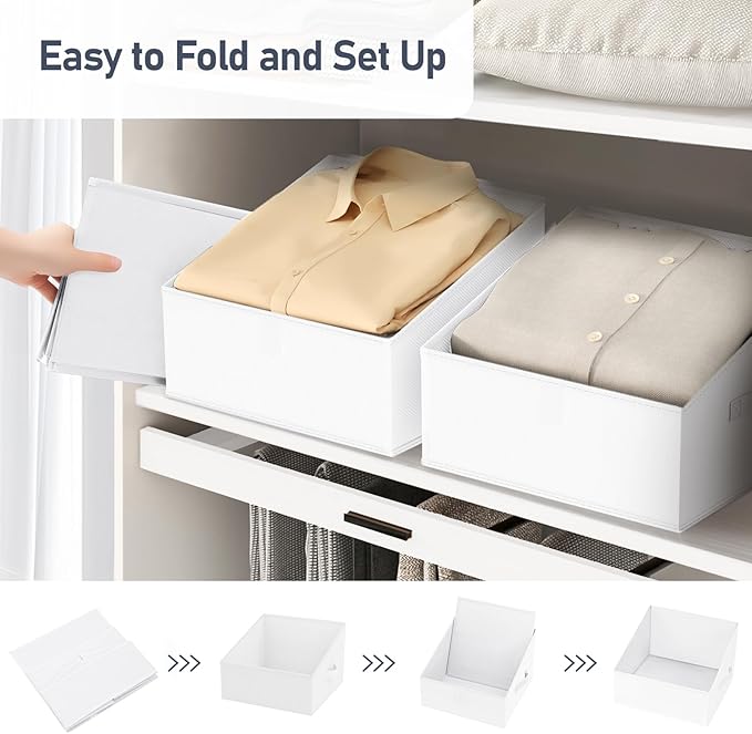 DIMJ Closet Storage Bins 6 Pack - Fabric Trapezoid Organizer Bin, Foldable Storage Baskets for Shelves, Closet Shelf Organize