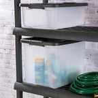 Sterilite 6-Pack ShelfTote, Clear Plastic Storage Bins with Lids, 50 Quart, Gray - Stackable Organizing Container Boxes for C