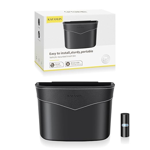 Car Trash Can Mini Trash Bin Garbage Organizer with Plastic Trash Bag Automotive Small Garbage Bin for Home Office Auto Vehicle Car Door Front Back Seat Storage Accessories (Glovebox trash can)