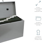 Cathedral Products A4 Steel File Box with Starter Pack of 5 Suspension Files - Grey