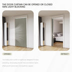 Jilron Accordian Door Curtain, 100% Blackout Folding Magnetic Doorway Curtains,Linen Style Closet Doors,for Room Divider,Priv