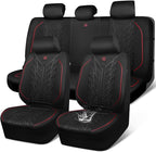 CAR PASS Waterproof Car Seat Covers Full Set,Neoprene Car Seat Covers 5 Seats,3D Tyre Embossed Wetsuit Seat Covers All-Weathe