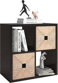 CTESNE【2026 Wooden Thick Frame 4 Cube Storage Organizer Shelf with Anti-Tipping Kits + Reversible Open Back Bookcase, Horizon