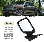 Left Driver Side Mirror Compatible With 2021-2026 Ford F150 With Manual Folding Power Glass Heated Blind Spot Turn Signal Puddle Light Matte Black Replace#ML3Z17683SA(11Pins)