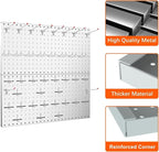 TORACK Metal Pegboard Wall Tool Organizer 24" x 24" or 12" x 48", 70 PCS Tools Storage Pegboard for Garage Peg Board Tool Org