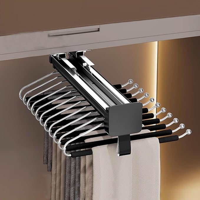 Pull-Out Clothes Rail,Extendable Pull Out Storage Closet Rod, Bearing 40kg Pull-Out Clothes Rail, Aluminum Alloy Retractable 