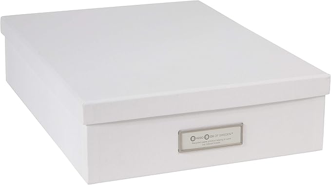 Bigso Oskar Fiberboard Label Frame Document Letter Box - File Organizer Box for Important Paperwork - Durable Document Storag