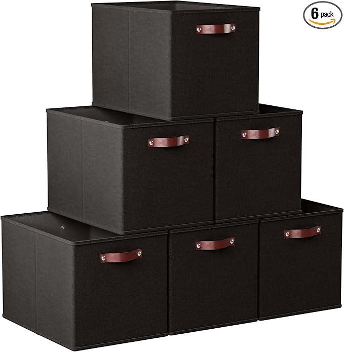 Ornavo Home 13 x 15 x 13 Kallax Storage Cube Bins, Foldable Collapsible Fabric Storage Bins Box Linen Shelf Basket Cube Organ