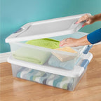 Sterilite 18-Pack Latching Box, Under Bed Storage Bins with Lids, Clear Plastic, 32 Quart - Heavy-Duty Organizing Containers 