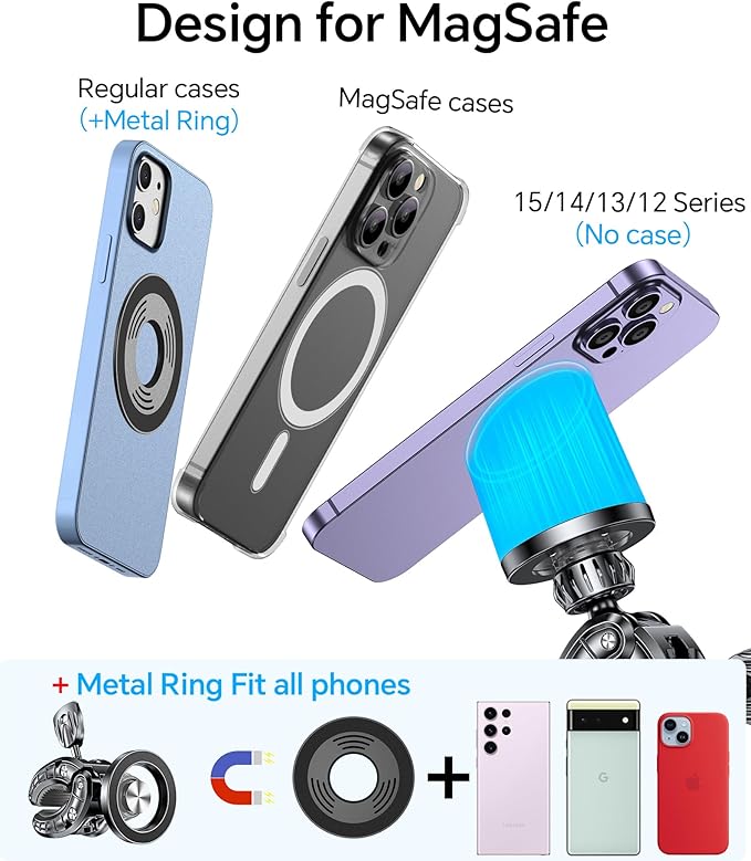 Coolpow Gym Magnetic Phone Holder Mount for MagSafe【Strong Magnets】 Stroller Phone Holder Adjustable Stand Clamp, with Gym Equipment, Stroller, Shopping Cart, Treadmill for iPhone 17 Pro Max 16 15 14