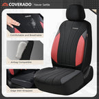 Coverado Seat Covers 2-Pack, Waterproof Car Seat Covers, PU Leather & Breathable Mesh Seat Protectors, 2 Seats Automotive Sea