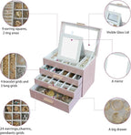 BOOVO Jewelry Boxes for Women, White and Black 6 Layer Large Jewelry Box for Necklace, Bracelet, Earrings, Rings Storage, Jew