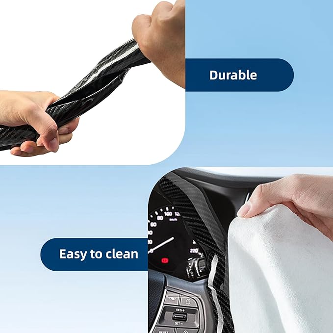 Carbon Fiber Steering Wheel Cover with Anti-Slip Lining and Segmented Design 2pcs Universal Steering Wheel Protector for Men 