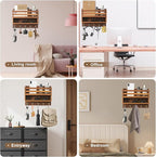 Mail and Key Organizer for Wall – Key Holder Wall Mount with Storage Box and 5 Key Hooks, Mail Holder Wall Mounted for Entryw
