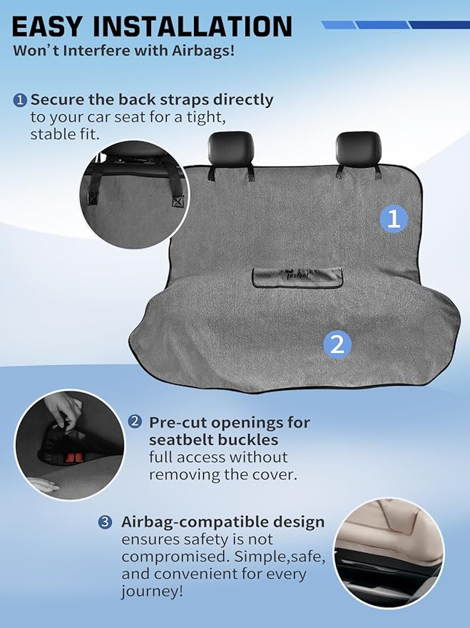 Terry Cloth Car Seat Cover - Waterproof Sweat Proof Towel Seat Protector, Washable Absorbent Seat Towel for Gym/Beach/After W