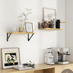 Axeman Floating Shelves | 8 Inch Deep Oak Wall Shelves Set of 2 | 16W x 8D Rustic Wood Shelves for Bookshelf Living Room Bedr