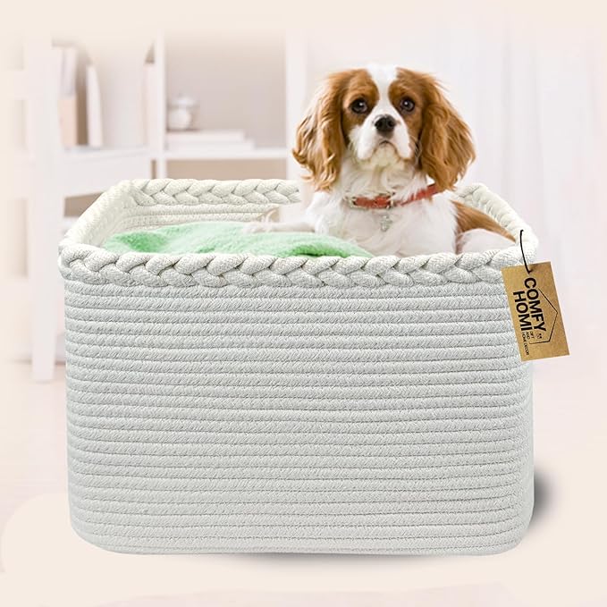 COMFY-HOMI 3Pack Small Woven Cotton Rope Basket for Organizing, Gift Baskets for Handles, Empty Gift Baskets, Medium Rope Bas