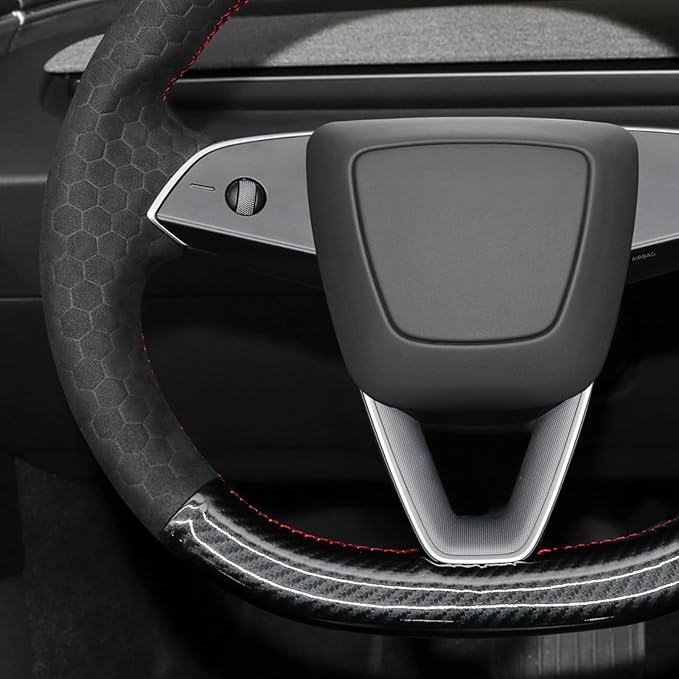 MEWANT DIY Stitching Steering Wheel Cover Wrap for Tesla Model 3 Highland 2023-2025/Model Y 2025 Highland for Tesla Model 3/Model Y Accessories(3D Style)