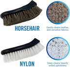 Upholstery Brush Set, Carpet and Car Cleaning Brushes, Horsehair Detailing Brush for Upholstery Cleaner, Leather, Interior, B