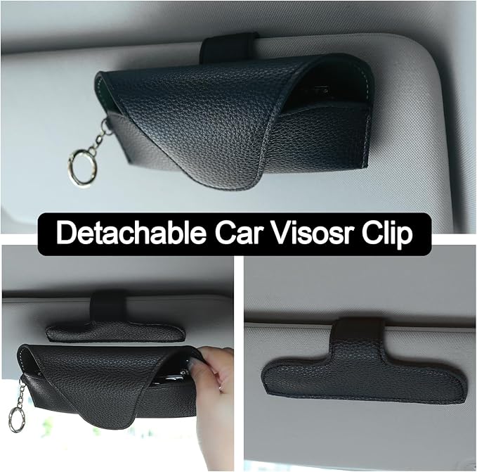 Magnetic Sunglass Holder for Car Visor, Travel Sunglasses Case with Clip for Purse, Eyeglasses Case