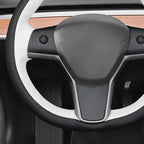 MEWANT Hand Stitched Real Leather Steering Wheel Cover for Tesla Model 3 2017-2023 / Model Y 2020-2023 for Tesla Model 3/Y Accessories(3D Style)
