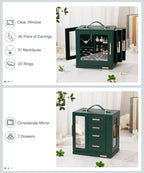 Homde Jewelry Box for Women Large: Rotating Organizer for Ring Earring Necklace Bracelet - 7 Drawers Storage for Dresser (For