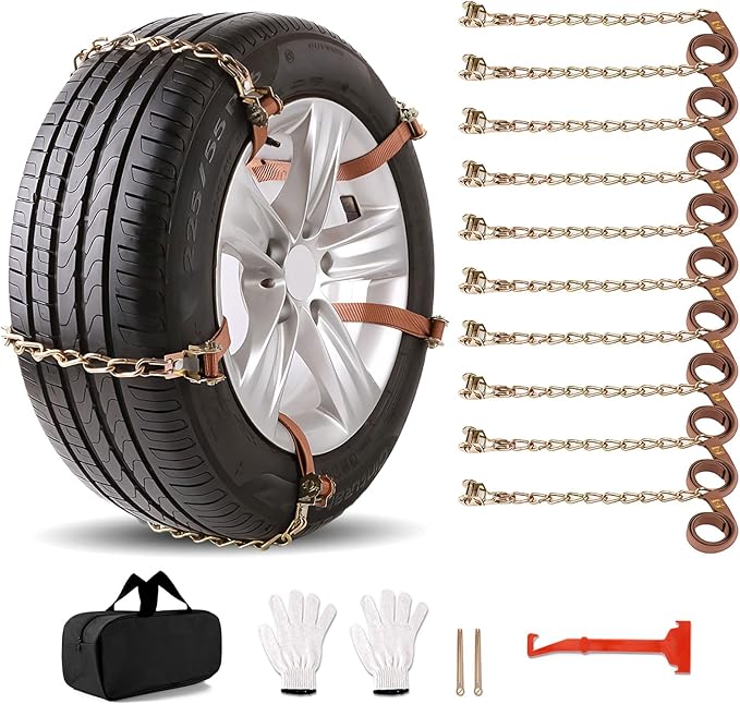 RUITO Emergency Snow Chains, Universal Tire Snow Chains for car suv semi trucks atv, Applicable Tire Width 225-295mm, Durable