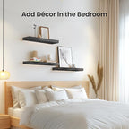 AMADA HOMEFURNISHING Floating Shelves Black, Wall Shelves with Invisible Brackets for Bedroom, Bathroom, Living Room, Kitchen