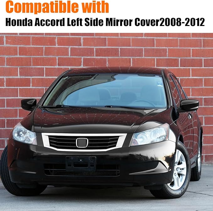 Yumzeco Compatible with Honda Accord Side Mirror Cover Trim 8th Gen 2008 2009 2010 2011 2012, Glossy Black Door Rearview Mirror Caps for Honda Accord W/O Light Hole - Left Driver Side