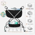 STORAGE MANIAC Collapsible Laundry Cart with Wheels 31.5"H Rolling Laundry Hamper Clothes Basket with Wheels, Canvas Liner St