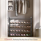 Bumusty 5-Tier Expandable Shoe Rack for Closet, 18“-33” Adjustable Shoe Rack for Small Space, Small Shoe Organizer for Front 