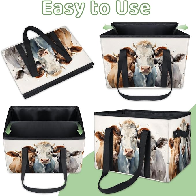 Reusable Grocery Bags Heavy Duty Shopping Bags Foldable Large Tote Bags with Long Handles & Hard Bottom