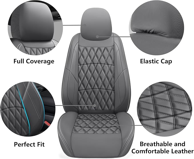 NS YOLO Leather Car Seat Covers,Universal Fit for Most Cars,SUVs and Sedans,Waterproof Luxury Leatherette Cushions, 5 Seats P