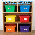 Kifmurase 6PCS Plastic Cubby Storage Bins, 12x7 Inch Stackable Toy Storage Organization, Colored Toy Storage Bins with 12 Lab