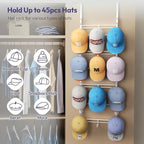 SWTYMIKI Over Door Hat Organizer - 4 Tier Metal Adjustable Wall Mounted Hat Rack with 12 Hooks Design, Hanging Baseball Cap O