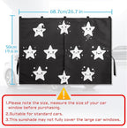 Car Window Shades, 2 Packs Magnetic Car Sun Shades for Baby, 2 Layers for Blackout/See Through Options Stars Pattern Side Window Curtain for Kids Heat/UV Blocker