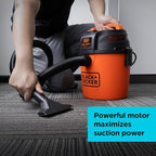 BLACK+DECKER 2.5 Gallon Shop Vac, 3 HP Wet Dry Vacuum with Powerful Suction, Portable for Garage Car and Home Use, Pet Hair C