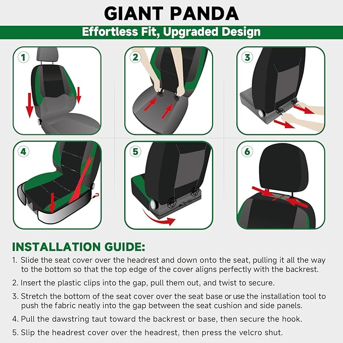 GIANT PANDA Front Car Seat Covers Custom Fit for Toyota Rav4 Camry Highlander Corolla Prius Corolla Cross Venza Avalon, Faux 